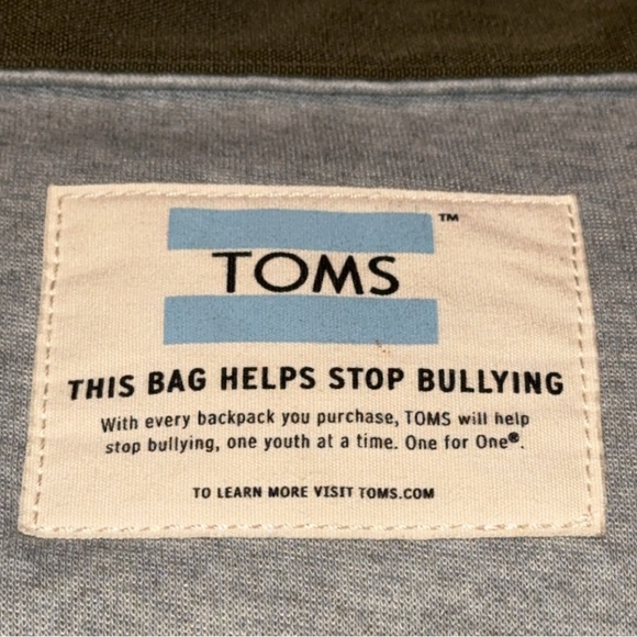 TOMS Green/Gray Unisex Rucksack School Backpack Travel Office Bag - Picture 3 of 10